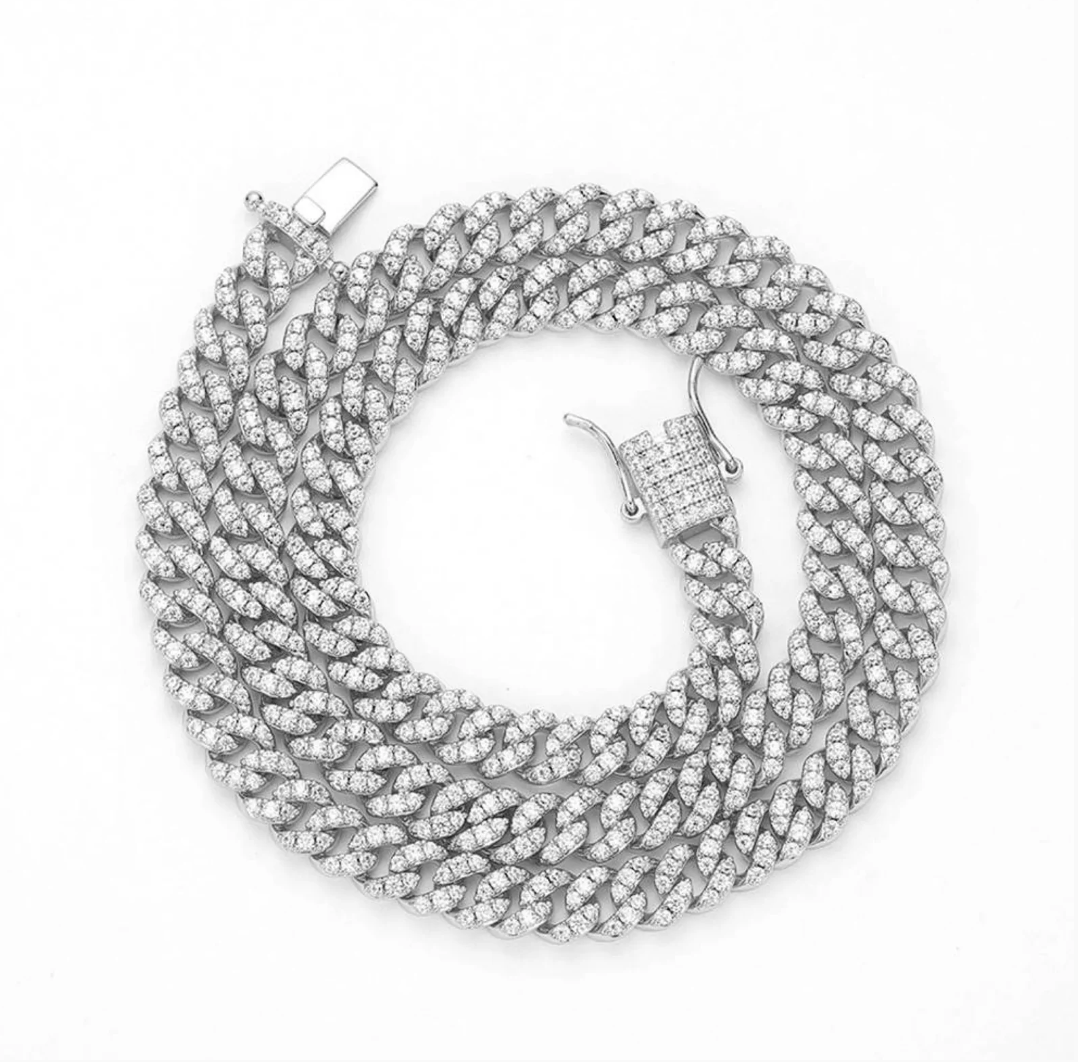 ICY CUBANA NECKLACE - WHITE GOLD