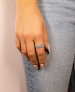 wide silver band ring with diamonds