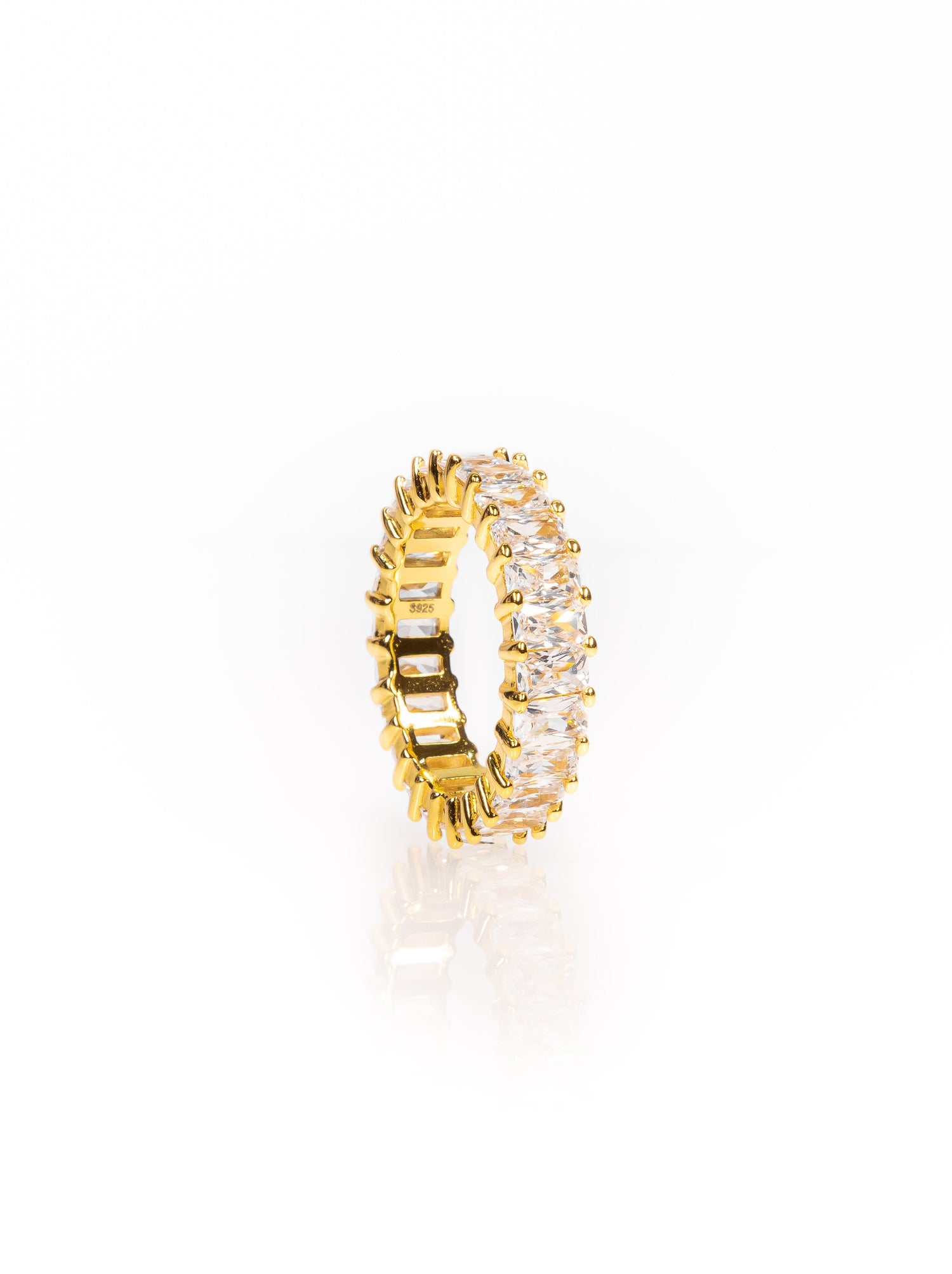 emerald cut eternity band gold