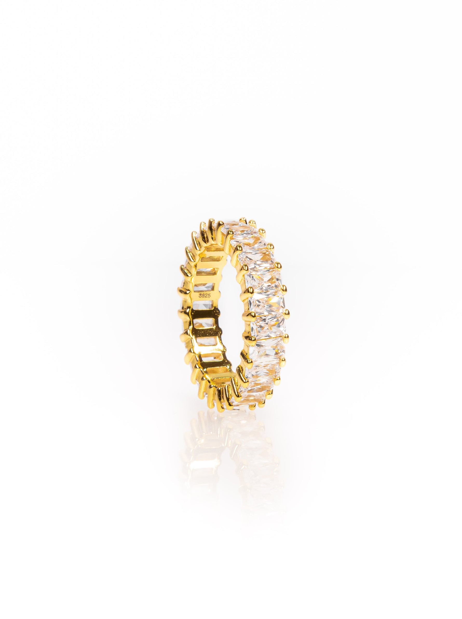 emerald cut eternity band gold